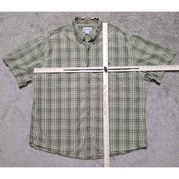 Carhartt Men 2XL Short Sleeve Button Down‎ Light Green Shirt - Picture 14 of 16